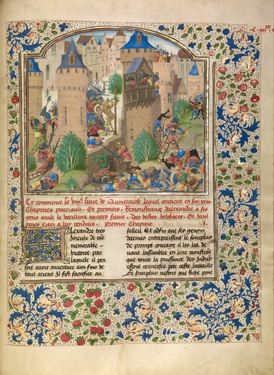Alexander vecht in de stad van de Sudracae door Master of Jardin